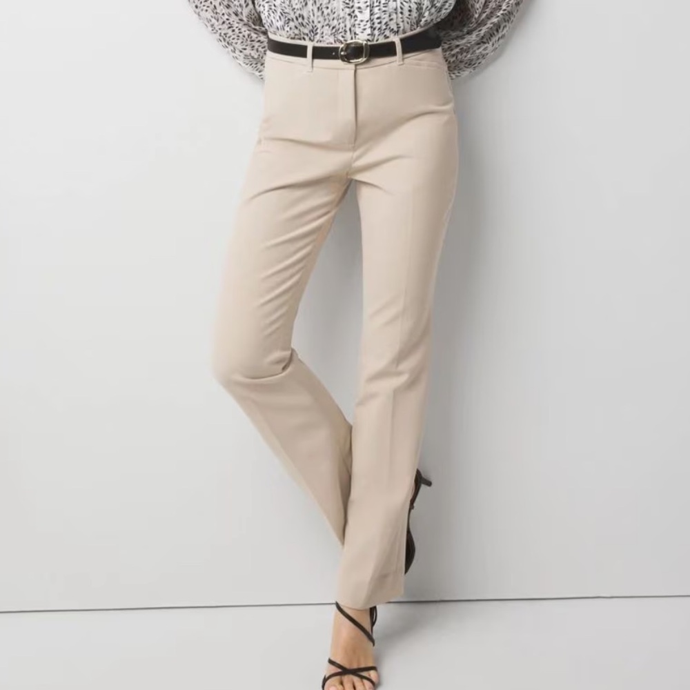 NWT White House Black Market Cream Ines Slim Boot Cut Pants 10p